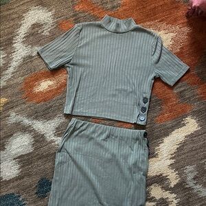 Ribbed Gray Two-Piece Set